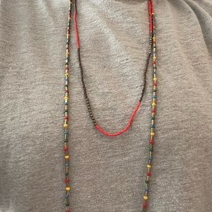Long double bead necklace